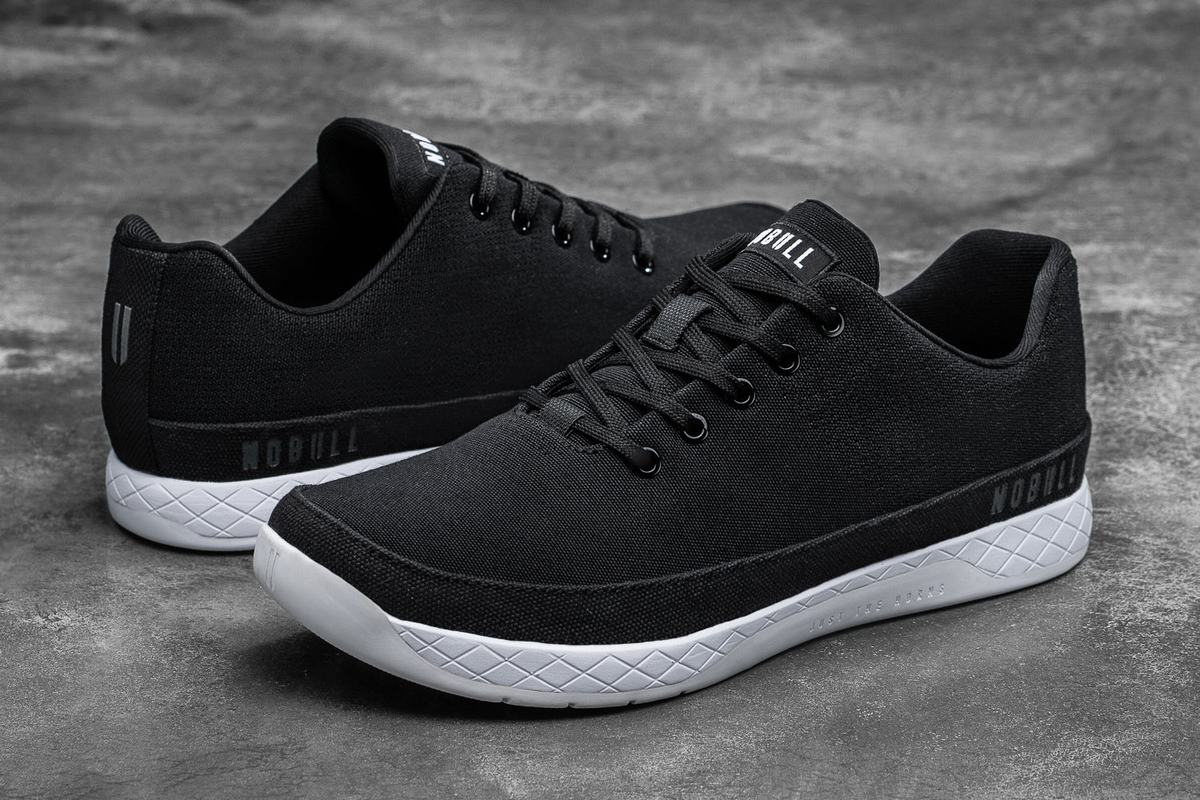 Nobull Canvas Men's Trainers Black White | Australia (CK2497)